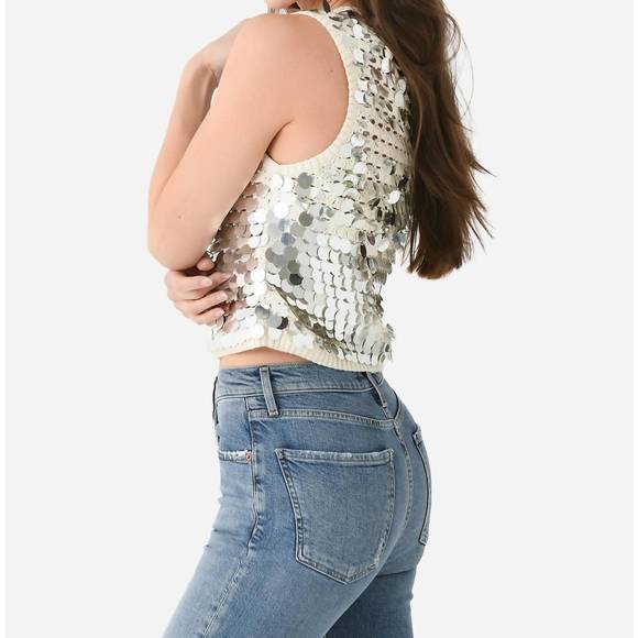 NEW ELEVEN SIX cora tank in ivory/silver sequins - Picture 2 of 3